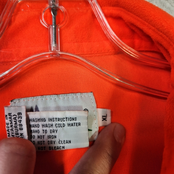 Mount'N Prairie Mens Safety Orange Fleece Button Up Long Sleeve Shirt Sz XL - Picture 4 of 10